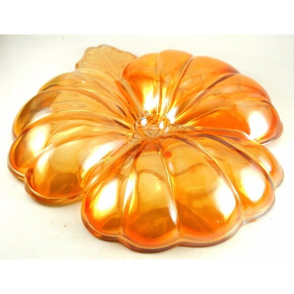 Vintage Orange Carnival Glass 3-Section Candy Dish Relish Tray 7" Iridescent - Picture 6 of 6